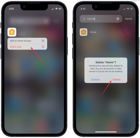 delete the home app 4