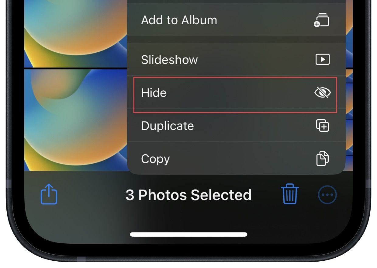 Can’t find hide photo button on iPhone fix 3