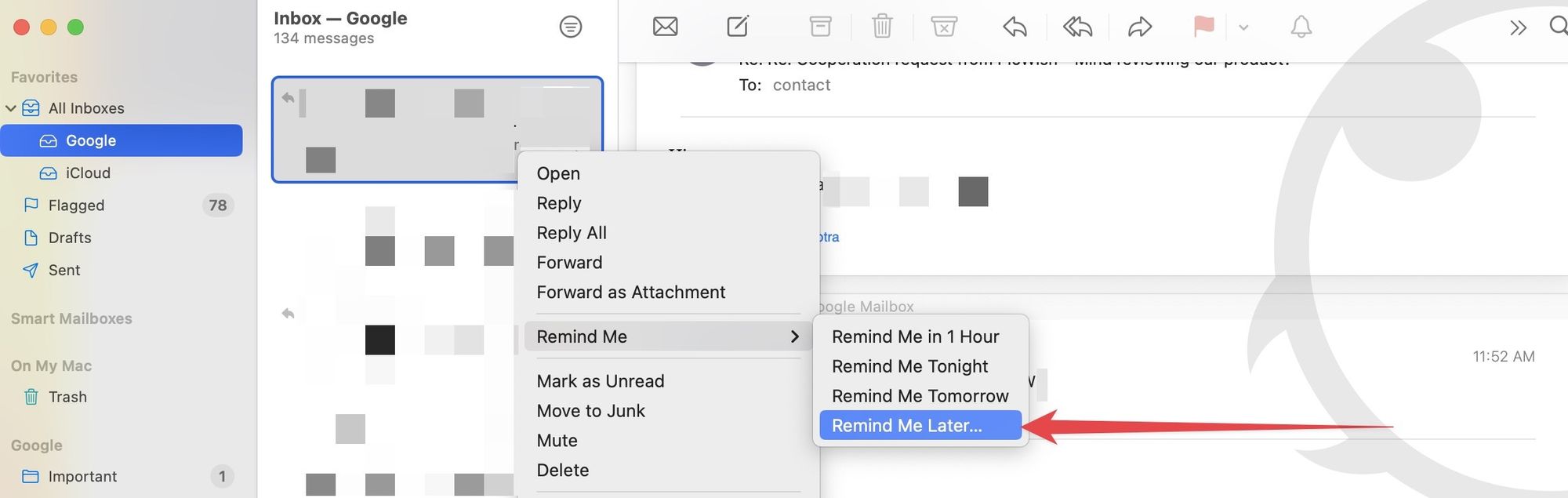 snooze emails in Mail on Mac 2