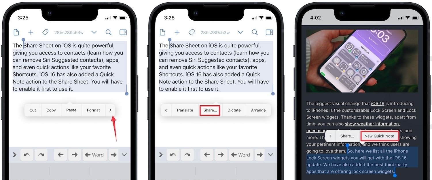 use Quick Note using the Share Menu 2