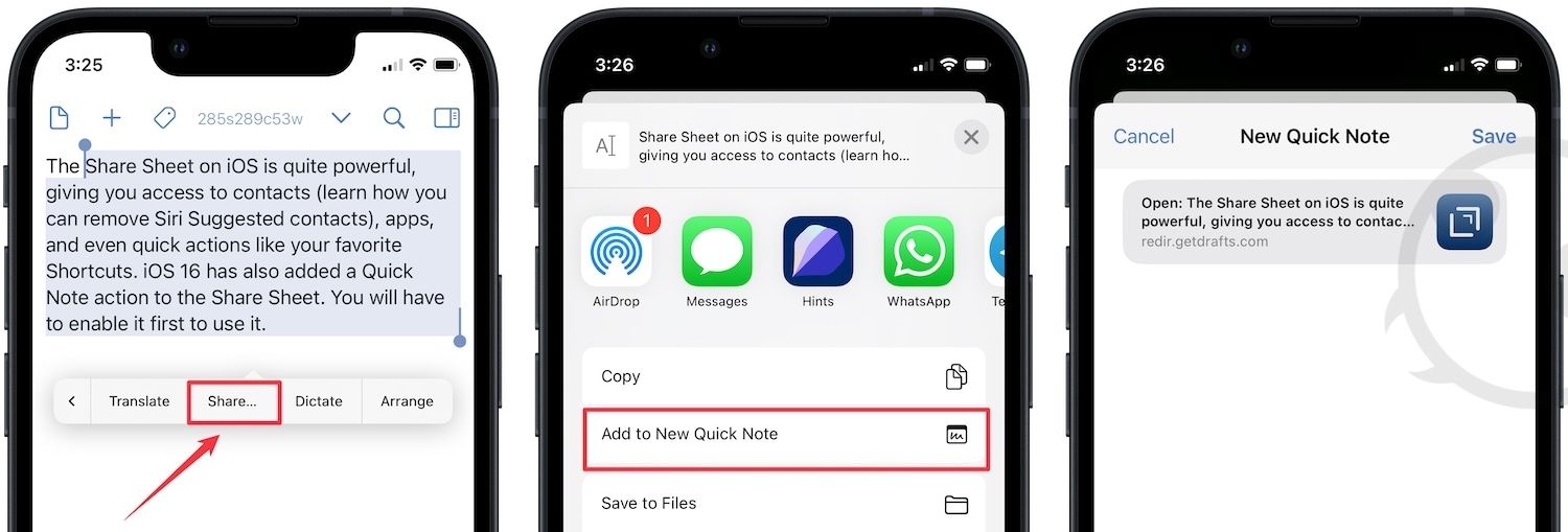 use Quick Note using the Share Menu 4