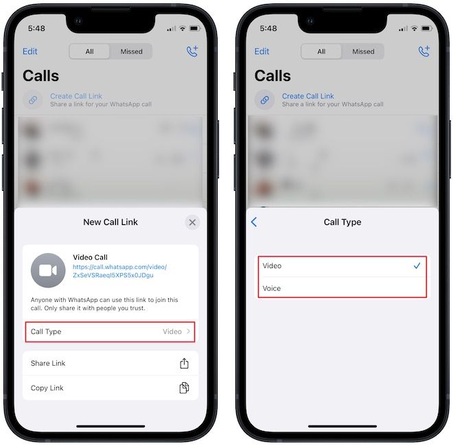Create and share WhatsApp call links on iPhone 3