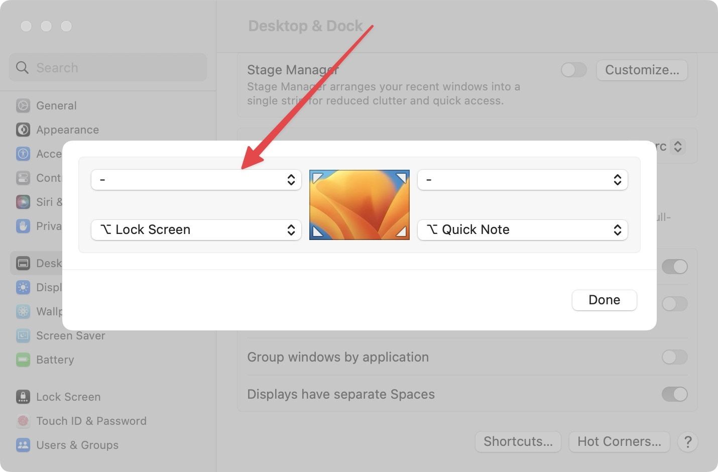 Enable or disable Hot Corners in macOS Ventura 4