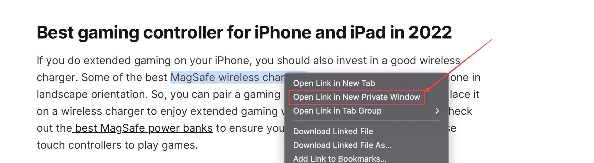 Open Safari links in a private window on Mac