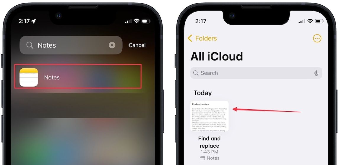 Use find & replace in Apple Notes on iPhone 1