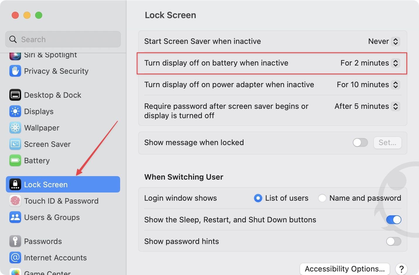 Stop display from turning off in macOS Ventura 3