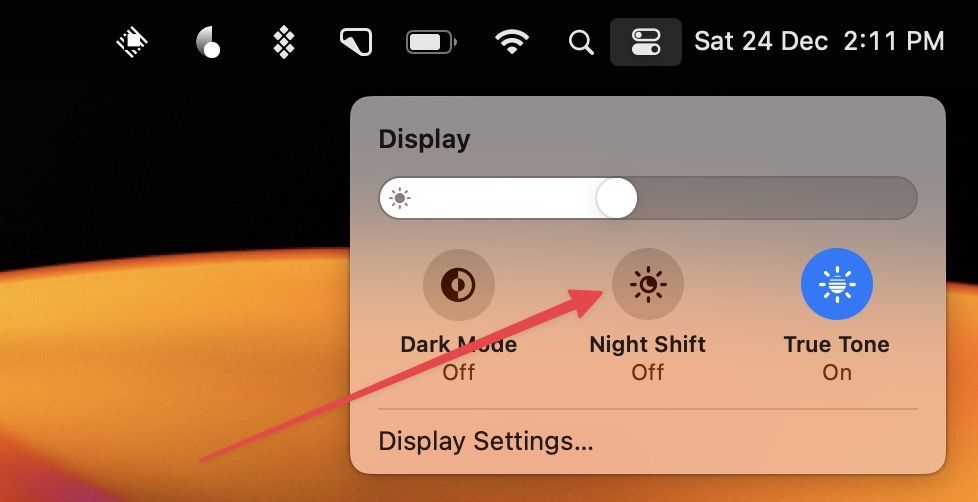 manually turn on Night Shift on Mac 2