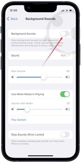 Enable Background Sounds feature on iPhone 3