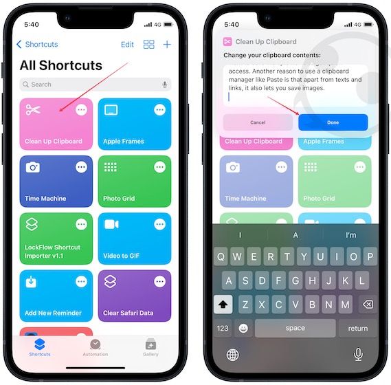 Use the Shortcuts app to view your iPhone clipboard 3