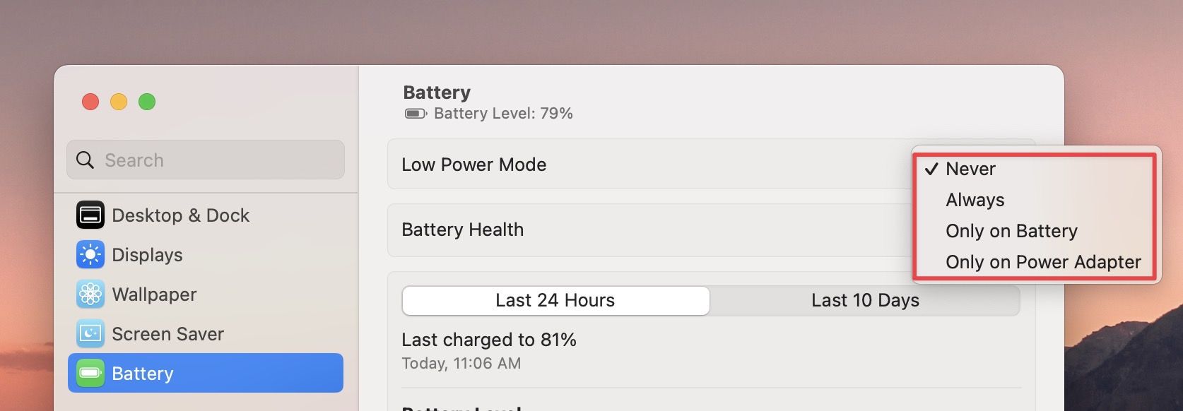 enable Low Power Mode on Mac in macOS Ventura 2