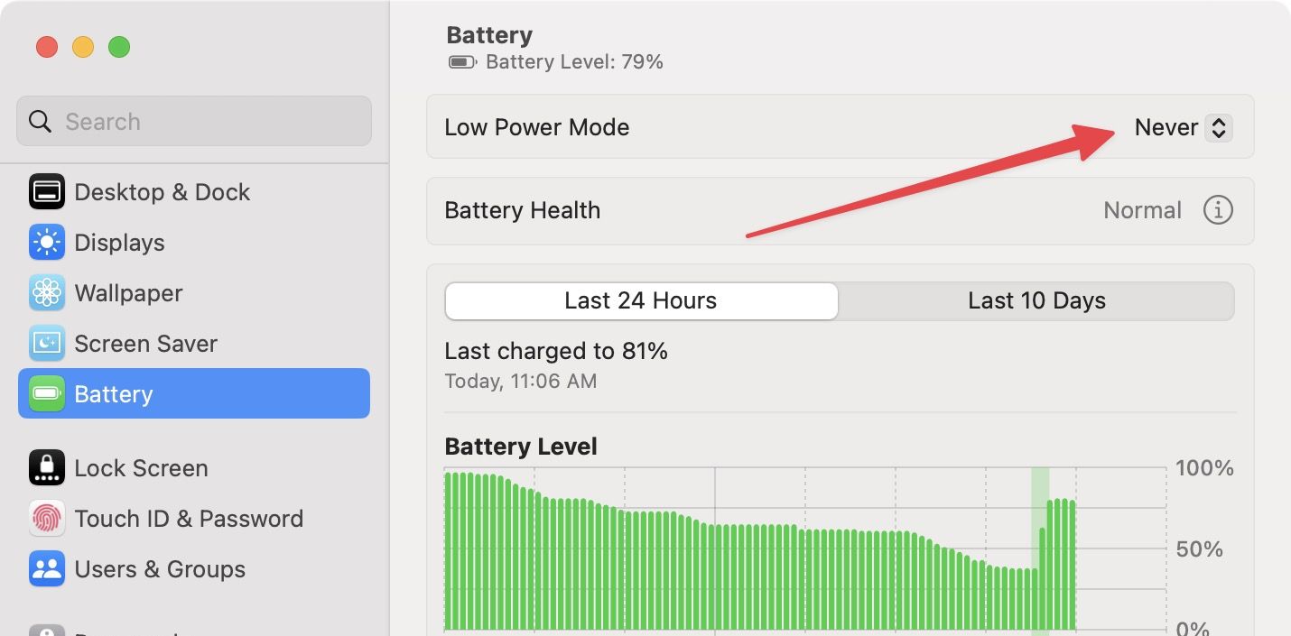 enable Low Power Mode on Mac in macOS Ventura