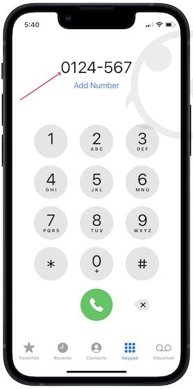 dial an extension on an iPhone 2