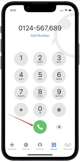 dial an extension on an iPhone 5