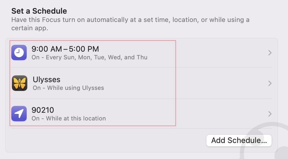deleting Do Not Disturb schedule screenshot