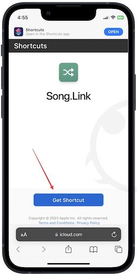 Song.Link shortcut screenshot