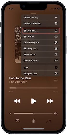 Apple Music Share button