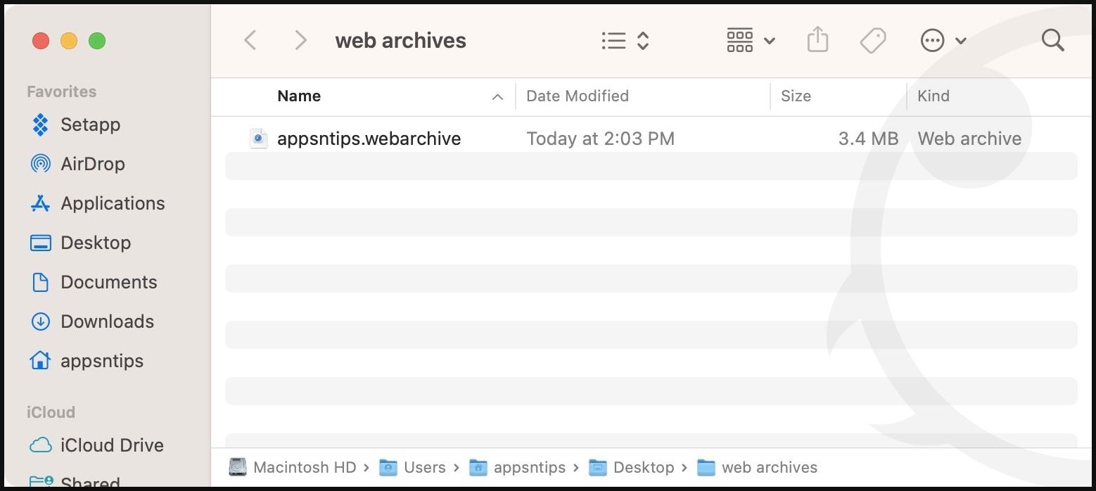 web archive saved on mac screenshot