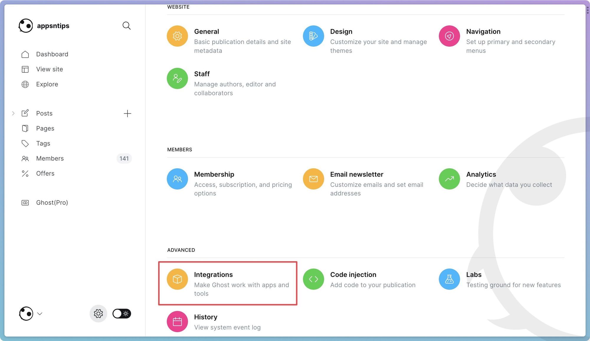 creating api key in ghost 2