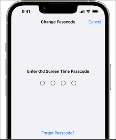  Change passcode screen