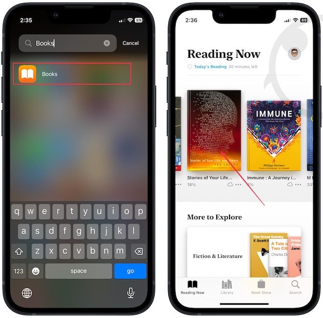 screenshot showing Apple Books app