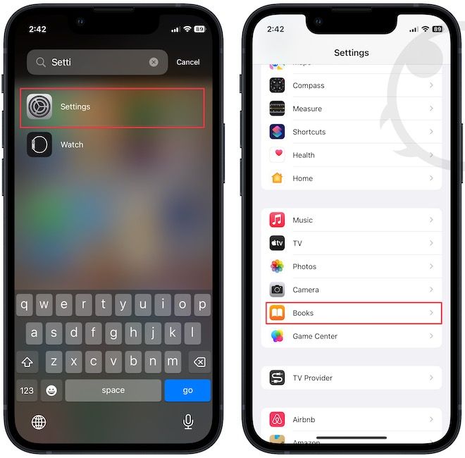 screenshot showing Settings app in iPhone