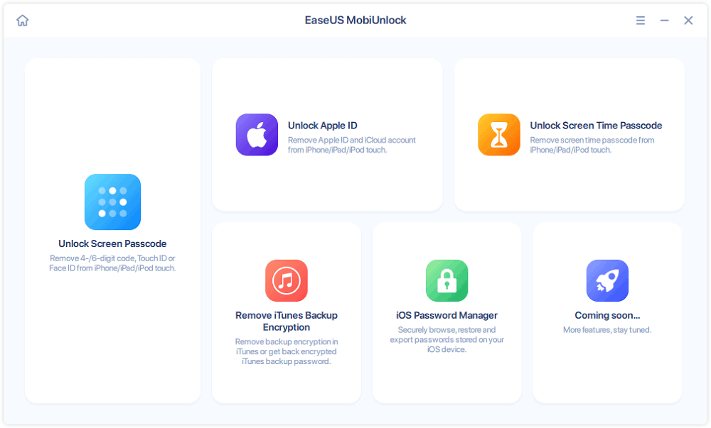 EaseUS MobiUnlock software layout