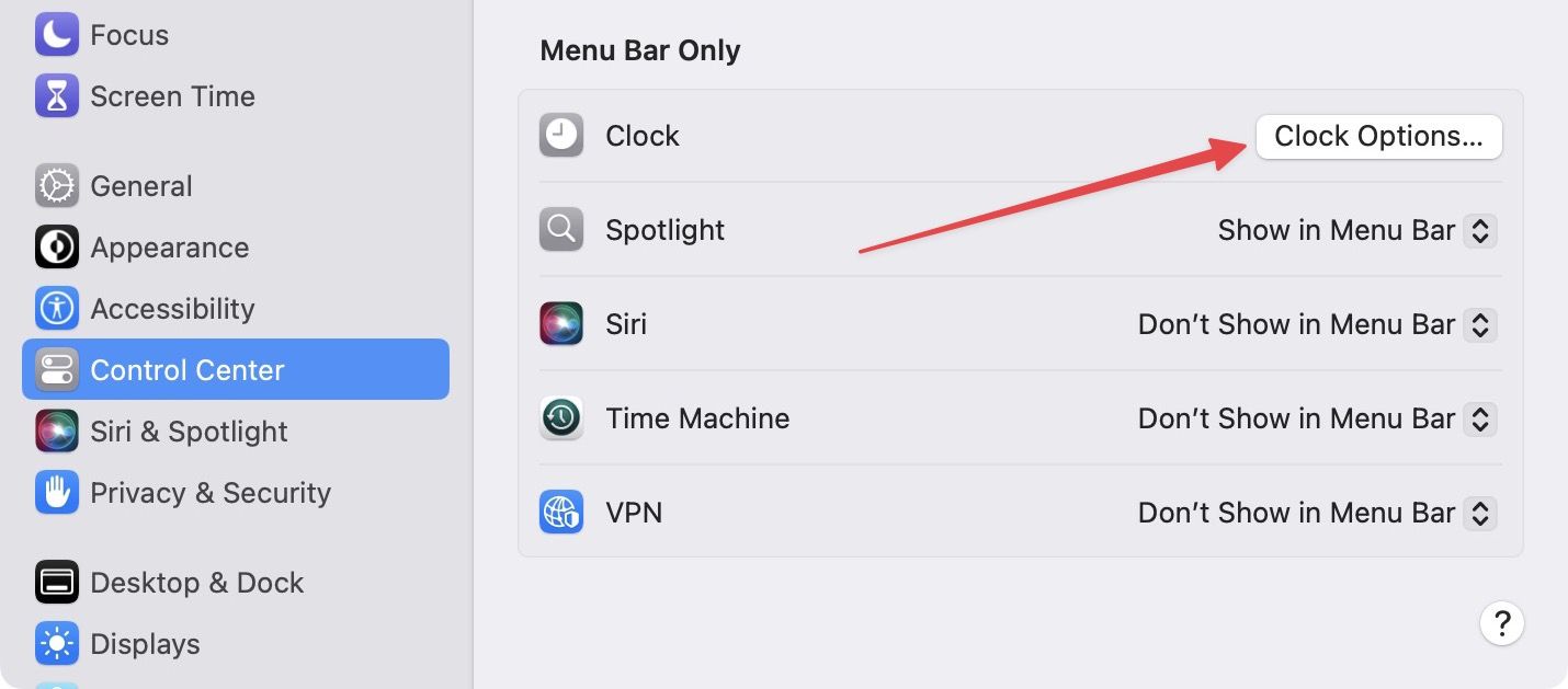 Menu Bar only option in Control Center Settings