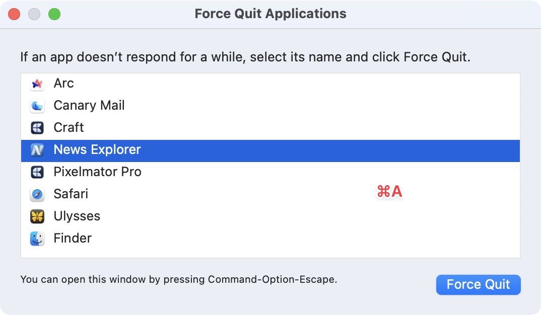 Quit all apps using the Force Quit feature 2