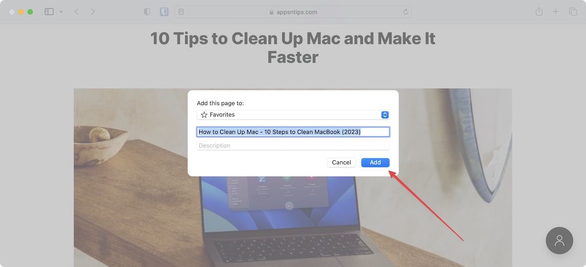 Use the Share Menu to Add Websites to Favorites on Mac 3
