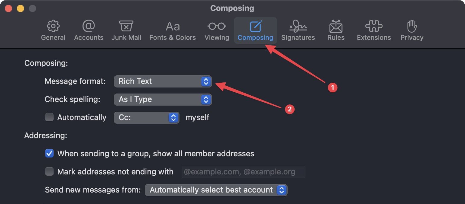 Composing window screenshot