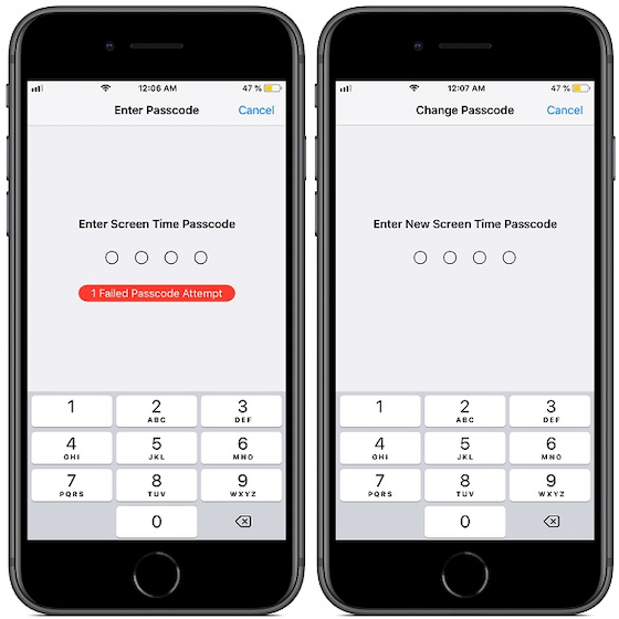 Change passcode screen on iPhone