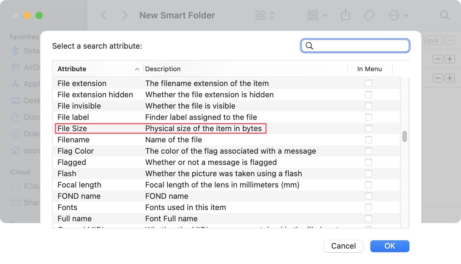 create a Smart Folder on Mac screenshot 9