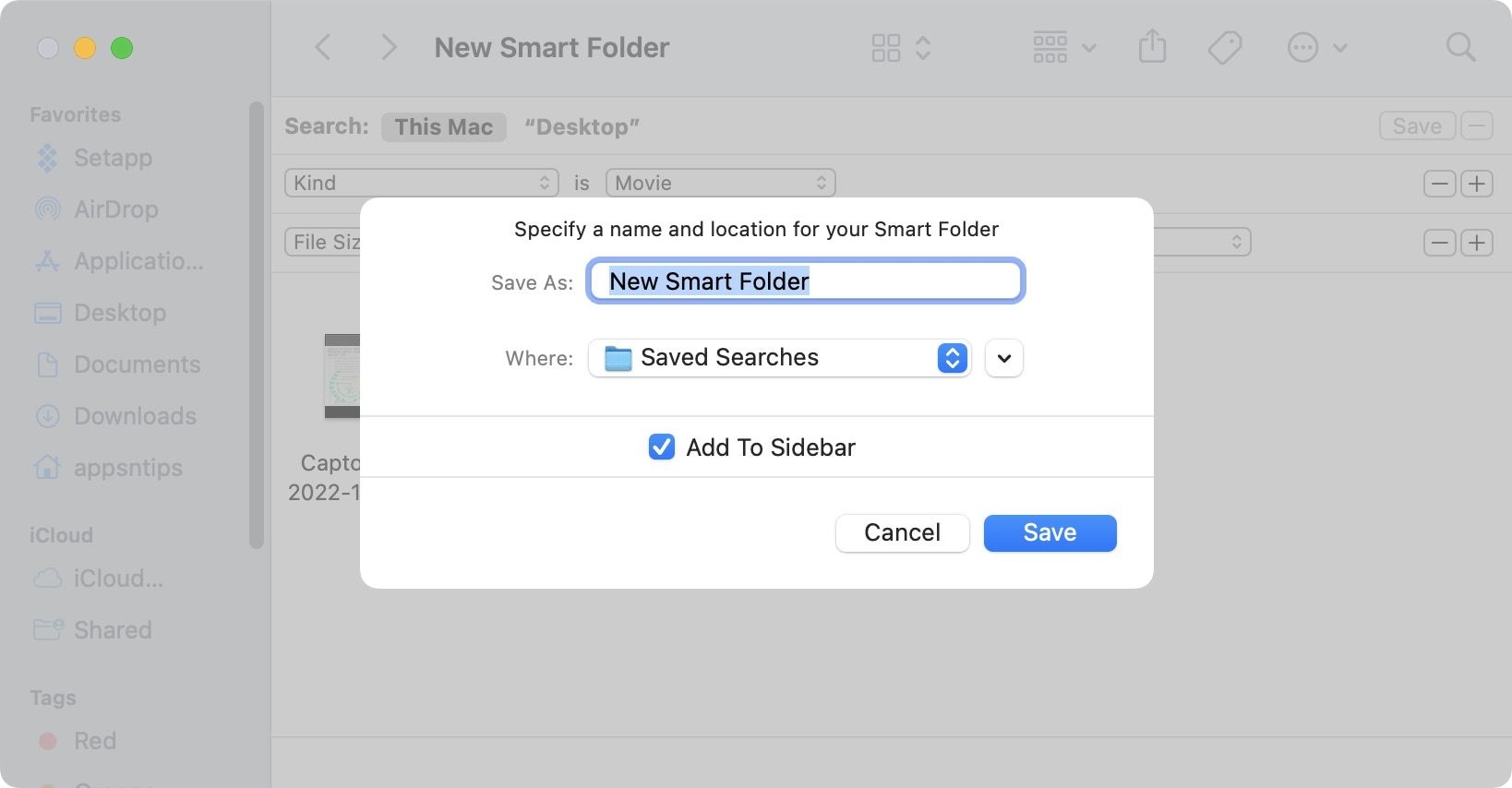 create a Smart Folder on Mac screenshot 14