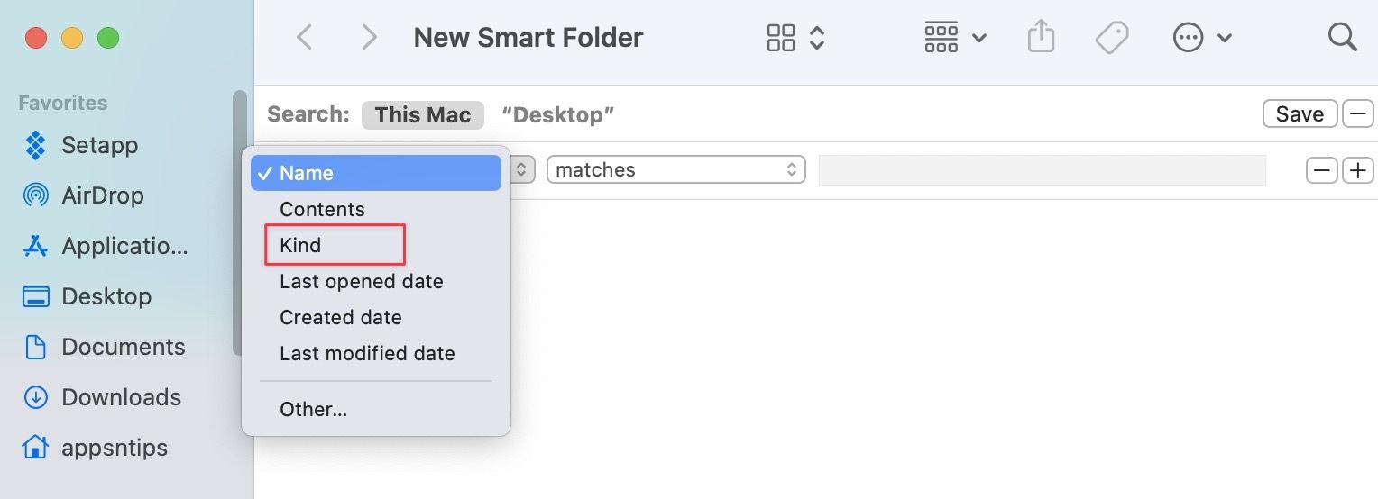 create a Smart Folder on Mac screenshot 5