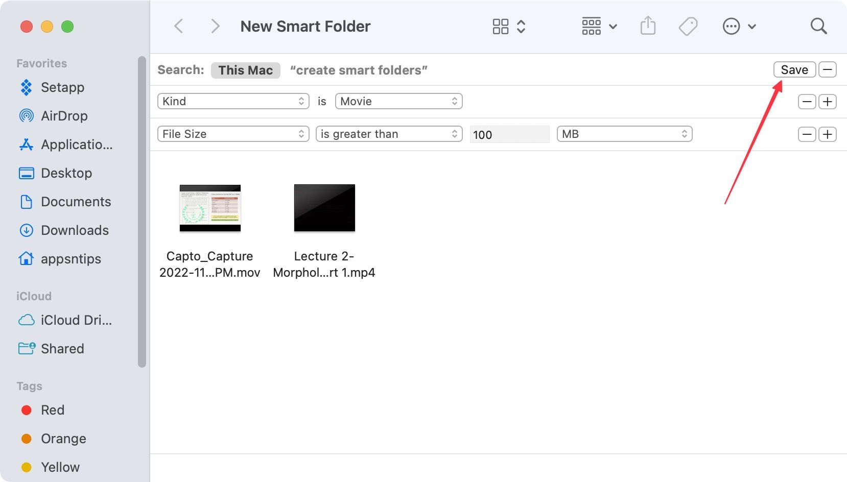 create a Smart Folder on Mac screenshot 13