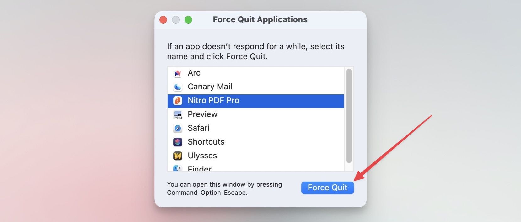force quit app on mac screenshot