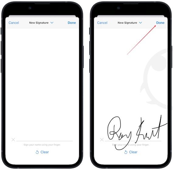 Creating signature on iPhone