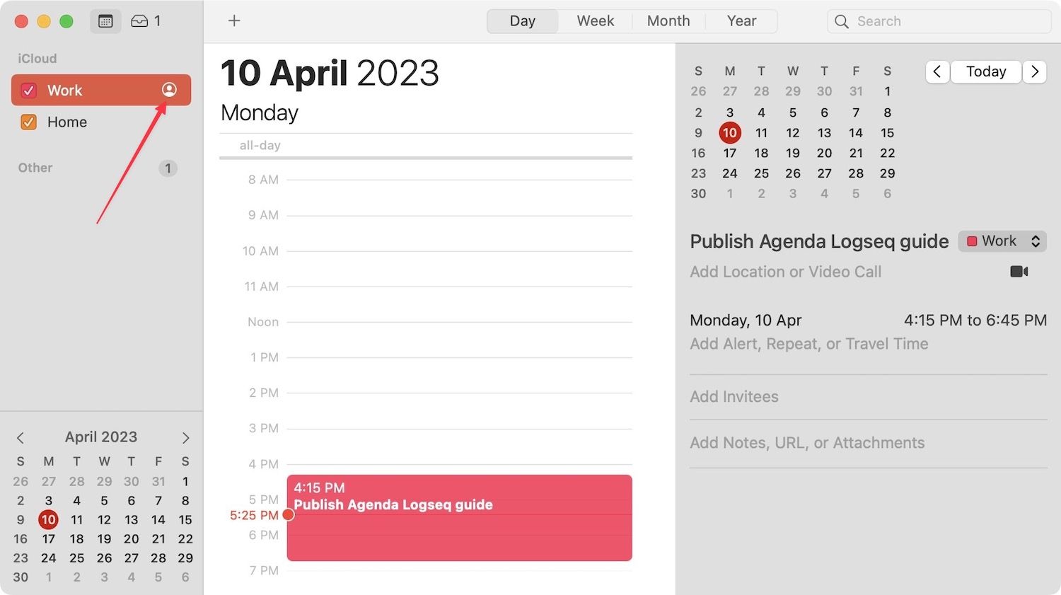 Apple Calendar Share button