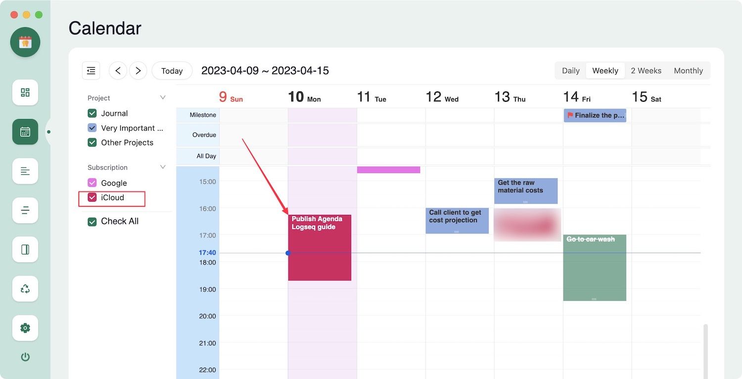 Apple Calendar integrated in Logseq