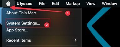 Opening System Settings using Apple Menu