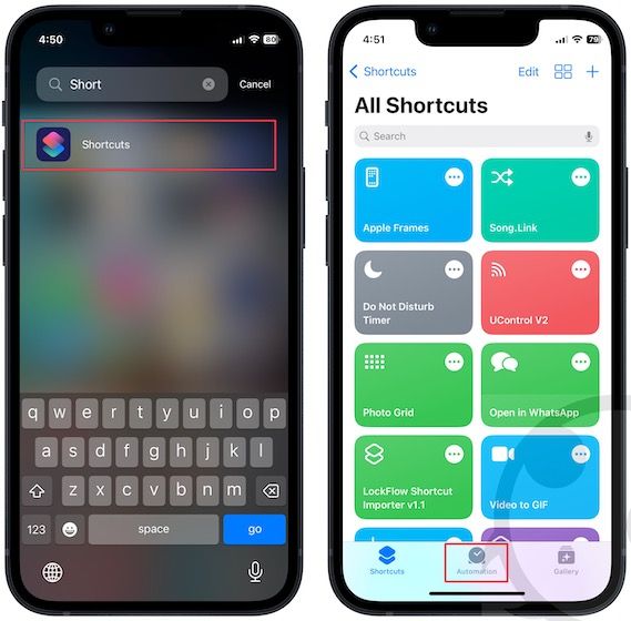 iPhone mockup showing shortcuts app