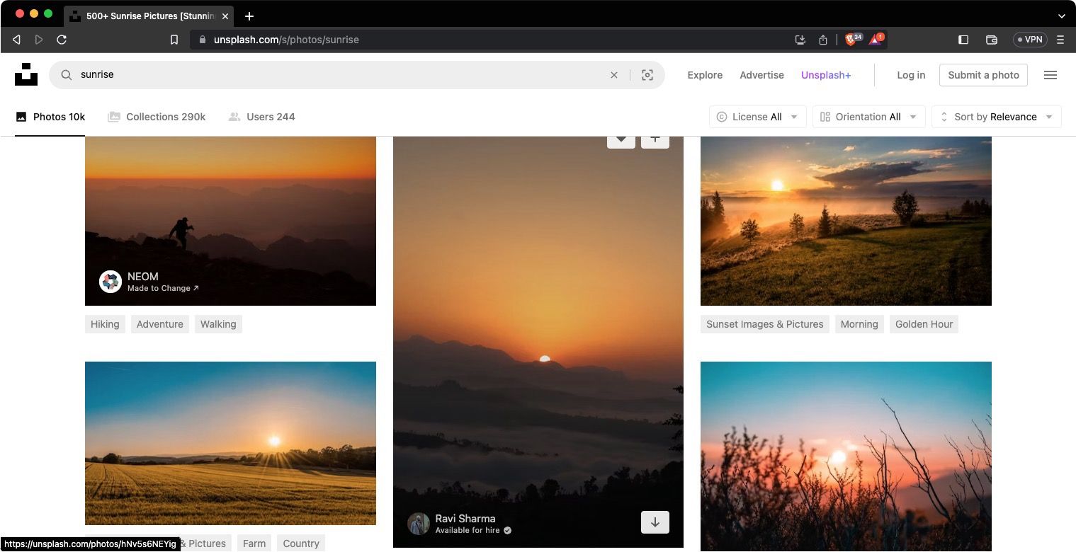 Unsplash website screenshot