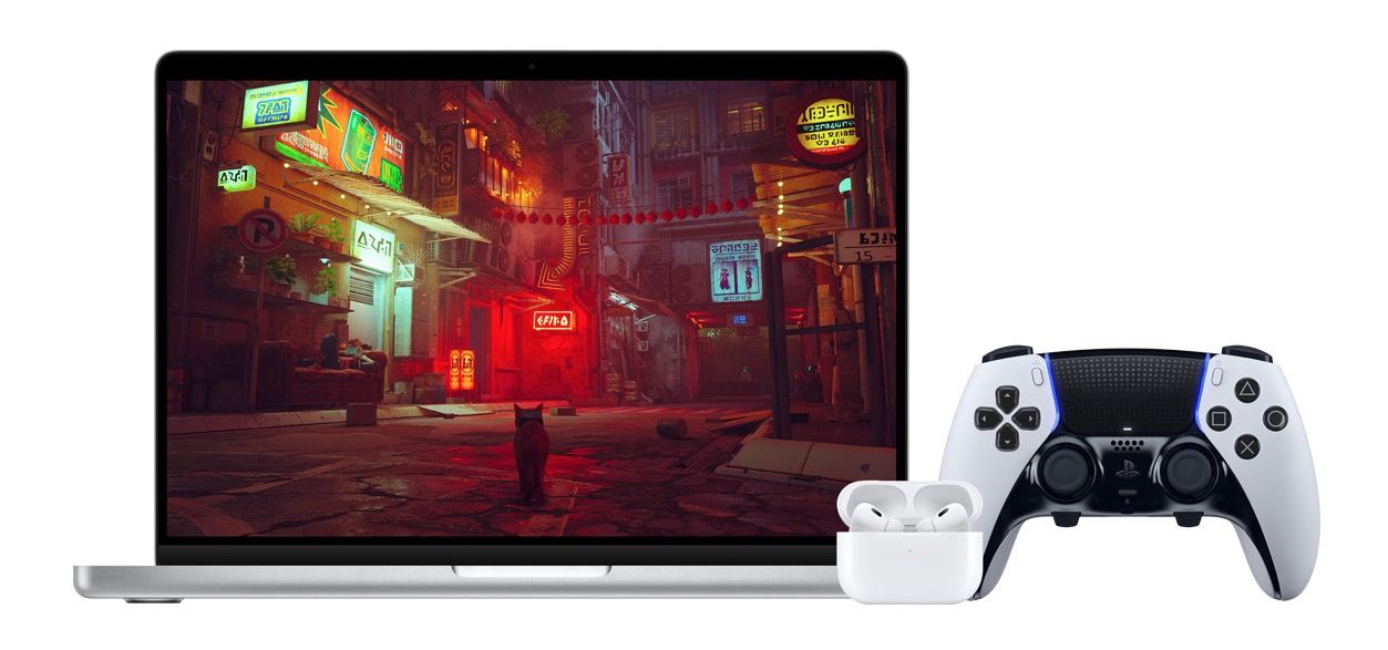 MacBook Pro, AirPods Pro, and PS5 controller