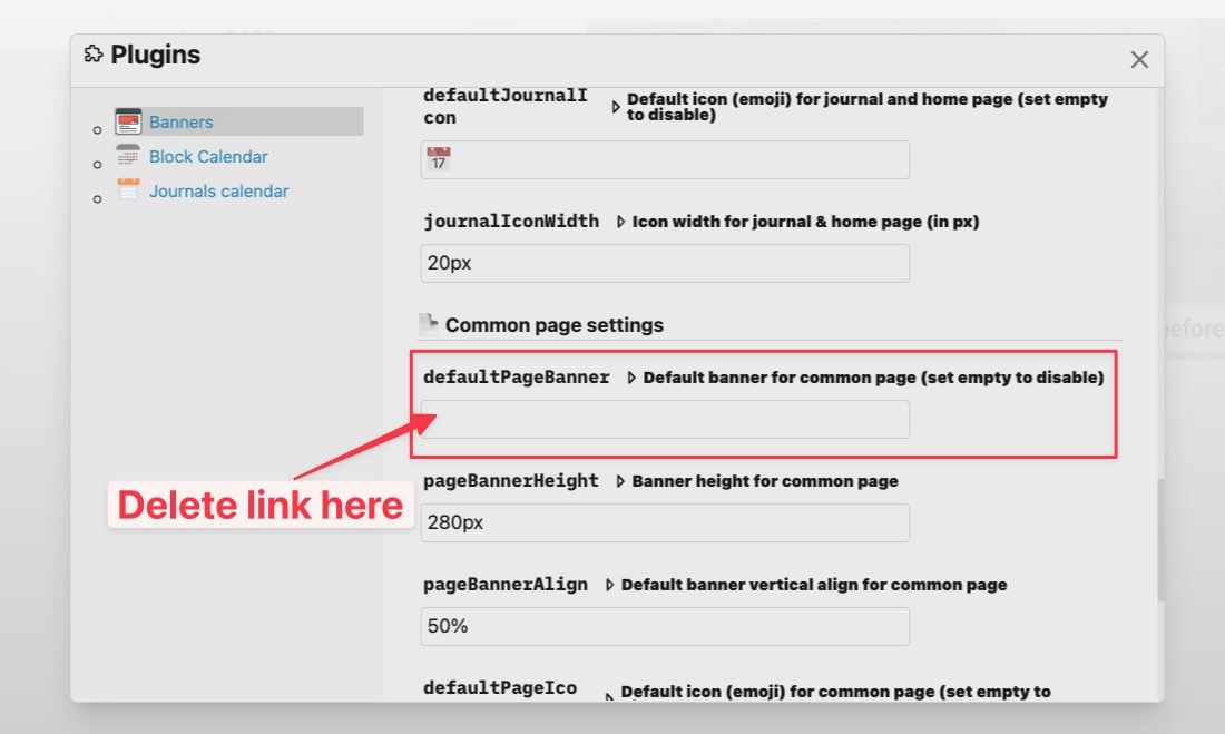 Removing default page banner in logseq