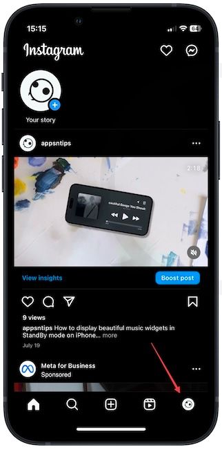 Instagram home page screenshot