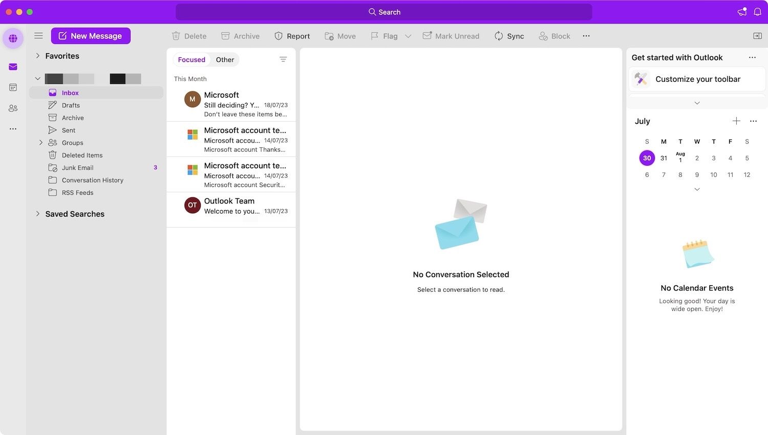 Outlook mail view screenshot