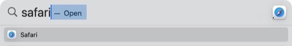 Using Spotlight on Mac to launch safari