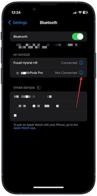 Bluetooth settings screenshot