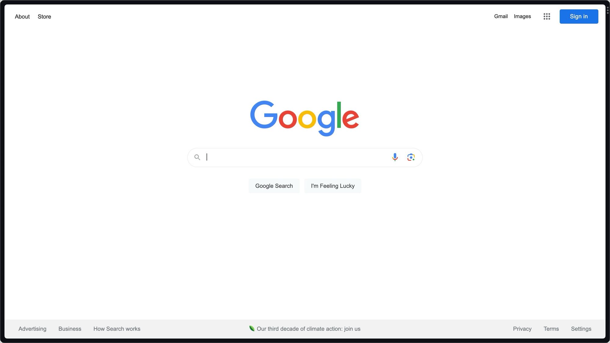 Google homepage screenshot