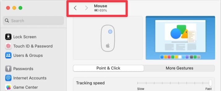 Magic Mouse battery percentage in Mouse Settings